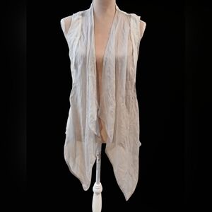 Illia Open Drape Beige Vest Kimono Sz 4 Small Lagenlook Shabby Chic Womans